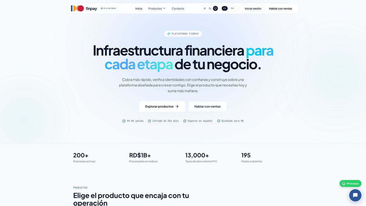 Captura del sitio de Finpay