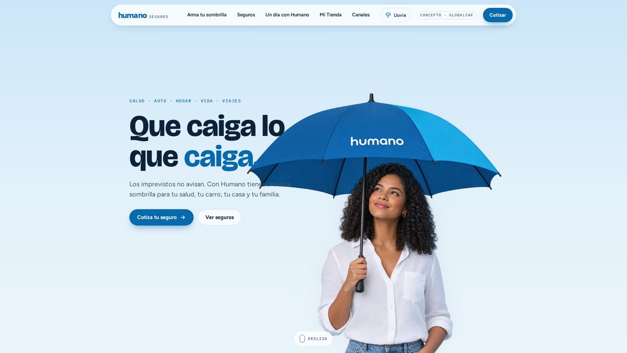 Captura del sitio de Humano Seguros